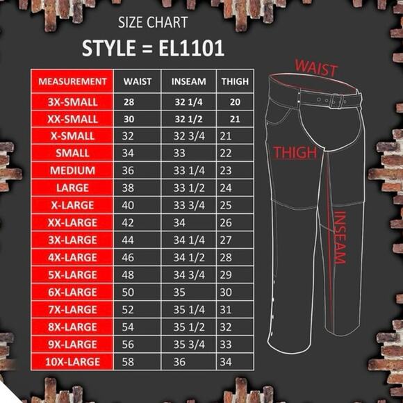 NWT Event Leather EL1101 Men's Classic Black Leather Chaps with Jean Pockets - Picture 3 of 12